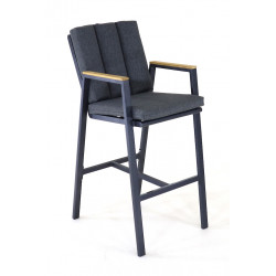 Fauteuil haut – LEATHER – Graphite – Aluminium époxy et accoudoirs teck FSC de marque PROLOISIRS, référence: J9479100