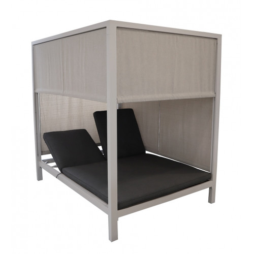 Lit double de jardin – LEATHER – Crème – Aluminium époxy et polyester - PROLOISIRS