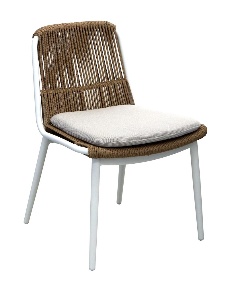 Chaise de repas COMO / Wicker Twist naturel Aluminium époxy