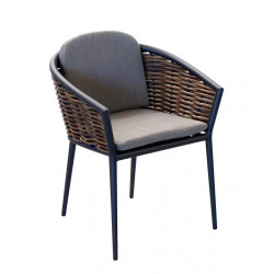 Fauteuil – MUSE – Graphite – Aluminium époxy / Wicker rond de marque PROLOISIRS, référence: J9480200