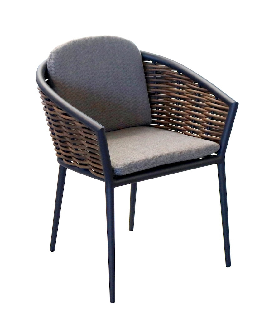 Fauteuil MUSE Aluminium époxy / Wicker rond
