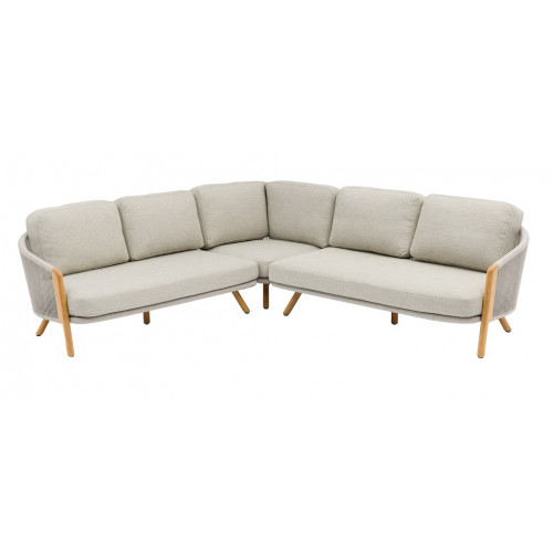 Salon d’angle – EVEN – 2 méridiennes + 1 angle – Aluminium / Teck FSC / Rope W.Mocha – Naturel - PROLOISIRS