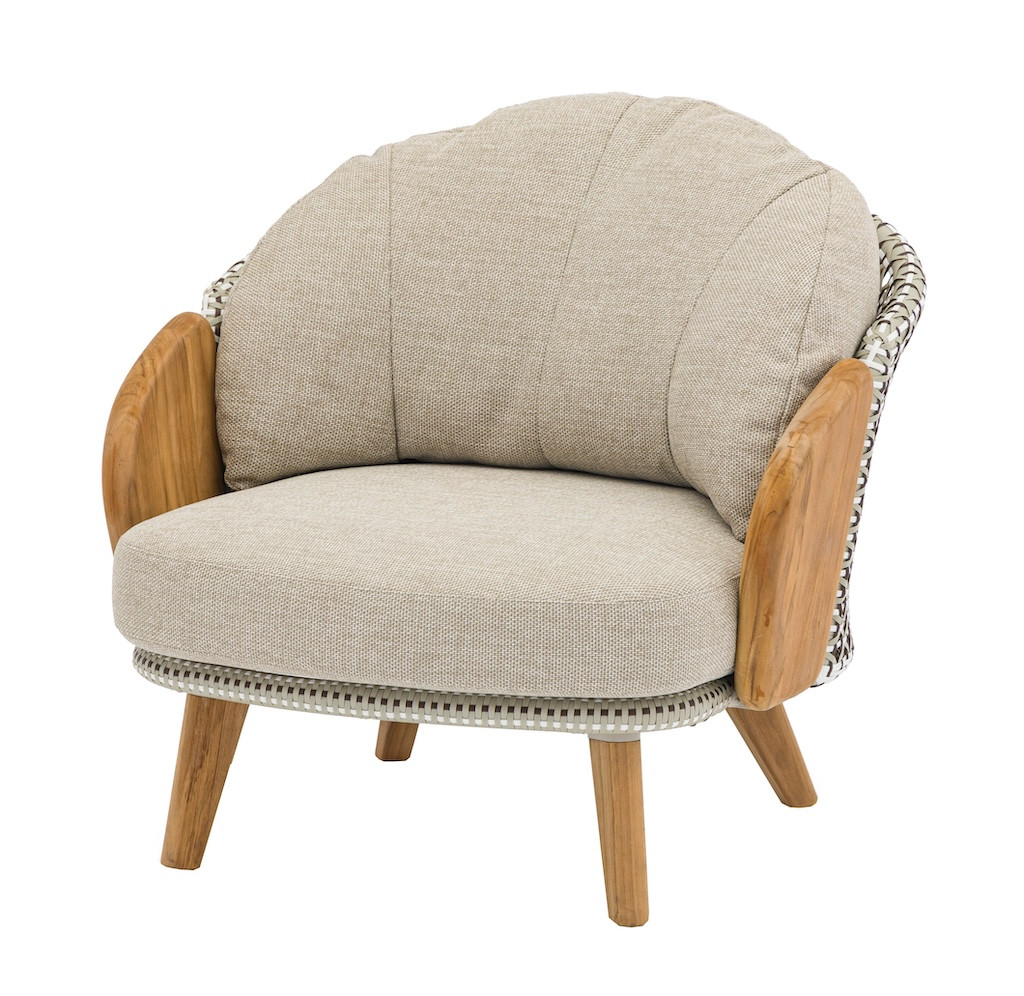 Fauteuil lounge IBISCUS Teck FSC 100% / Wicker Coussins crème