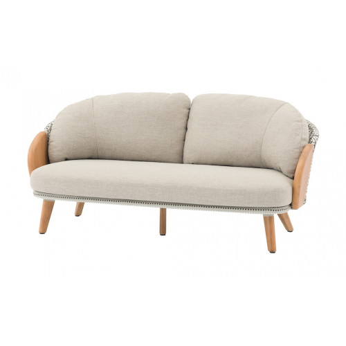 Canapé lounge – IBISCUS – Teck FSC 100% / Wicker – Coussins crème - PROLOISIRS