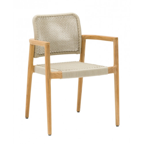 Fauteuil – ECRINS – Aluminium / Teck – Rope ronde – Teck - PROLOISIRS