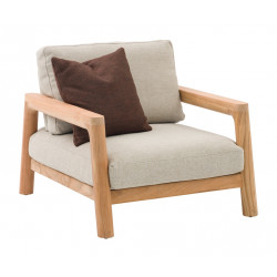 Fauteuil lounge – ECRINS – Aluminium / Teck – Rope ronde – Teck de marque PROLOISIRS, référence: J9481700