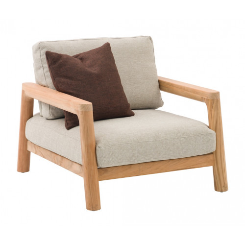 Fauteuil lounge – ECRINS – Aluminium / Teck – Rope ronde – Teck - PROLOISIRS