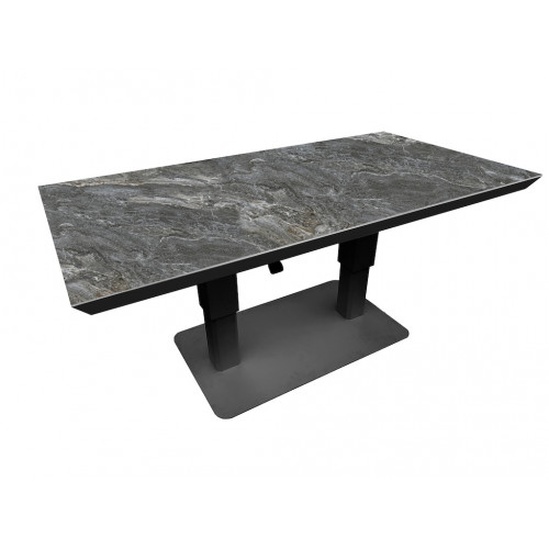 Table basse élévatrice COLOMBO 150 x 80 x 43/69 cm – Aluminium époxy graphite / Céramique KEDRA Lunar - PROLOISIRS