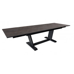 Table AMBER 180/230/280 x 100 cm – Aluminium époxy graphite / Plateau Dekton Laurent – Allonges en bout de marque PROLOISIRS, référence: J9485200