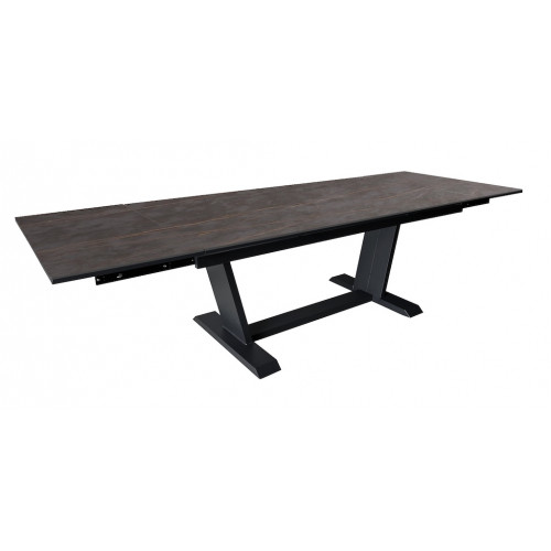 Table AMBER 180/230/280 x 100 cm – Aluminium époxy graphite / Plateau Dekton Laurent – Allonges en bout - PROLOISIRS