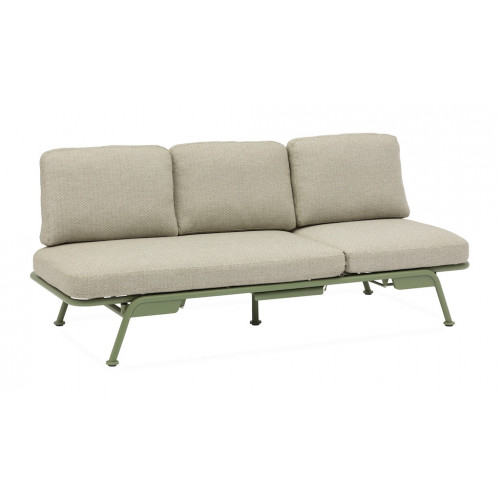 Canapé convertible SUNSET aluminium époxy – Amande / Chiné anthracite - PROLOISIRS