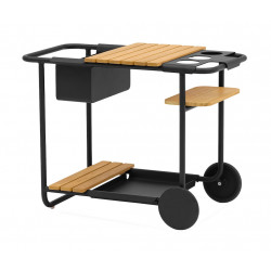 Desserte SUNSET aluminium époxy plateaux teck FSC – Graphite – 90 x 46,5 cm de marque PROLOISIRS, référence: J9486600