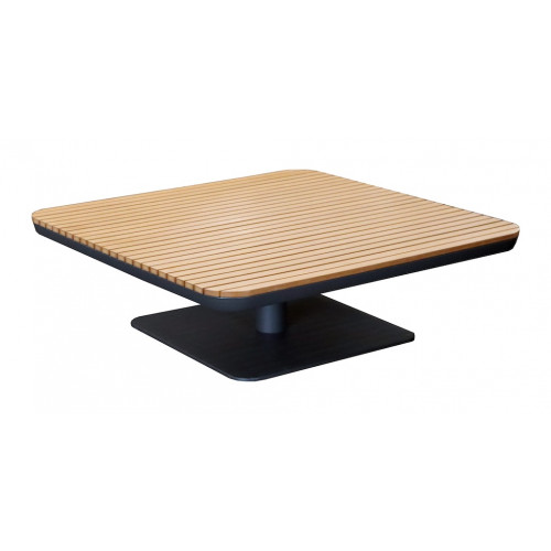 Table basse FREEDOM 90x90x28,5 cm – Graphite – Plateau composite look bois - PROLOISIRS