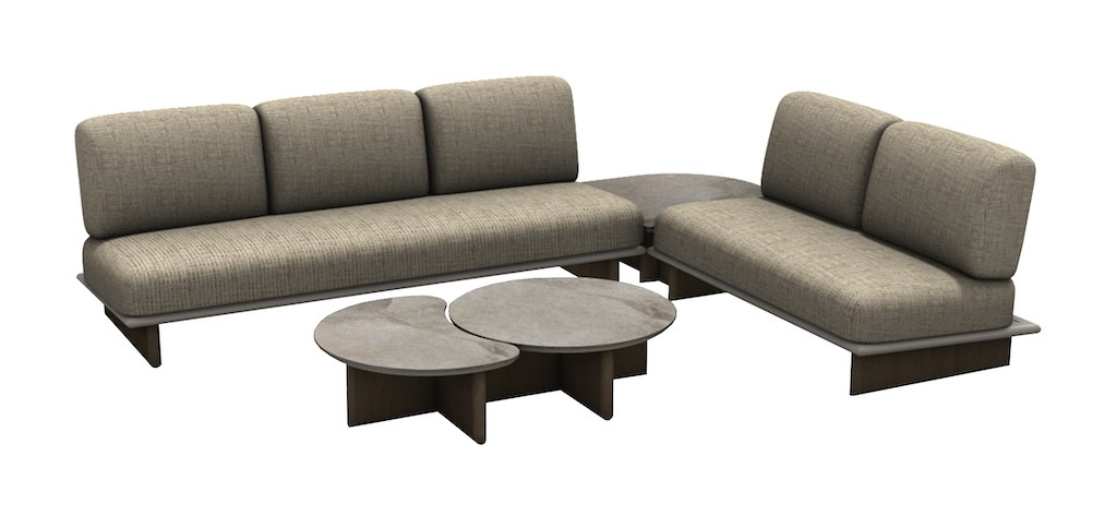 PROLOISIRS Set salon bas KETCH Set angle 3 places + 2 places + table basse Crème - vue 2