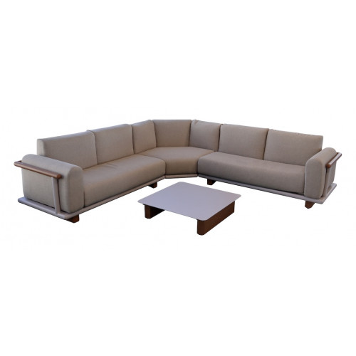 Set angle SIROCO – 2 méridiennes + 1 angle + 1 table basse – Crème Chine Beige - PROLOISIRS