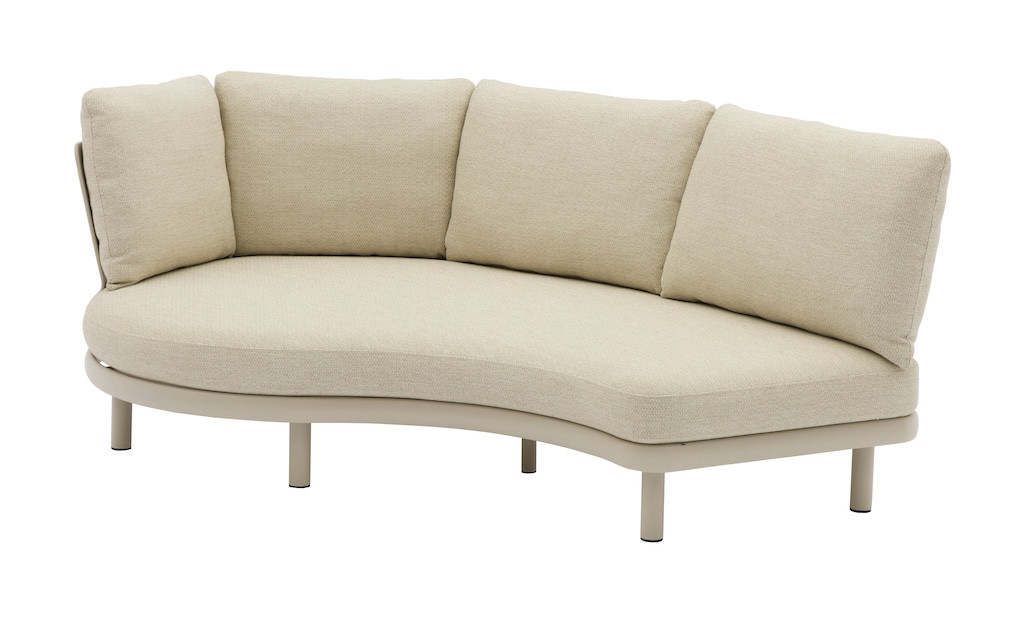 PROLOISIRS Méridienne ronde NUAGE Aluminium époxy et teck Crème 188 x 155 x 85 cm - vue 2