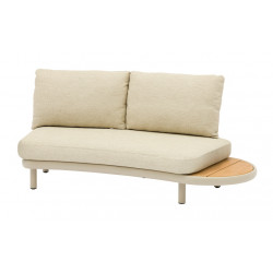 Méridienne ronde NUAGE – Aluminium époxy et teck FSC – Crème – 174 x 116 x 85 cm de marque PROLOISIRS, référence: J9489200