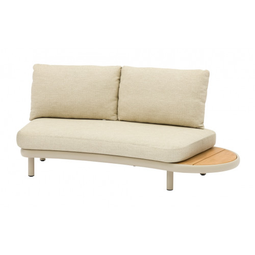 Méridienne ronde NUAGE – Aluminium époxy et teck FSC – Crème – 174 x 116 x 85 cm - PROLOISIRS