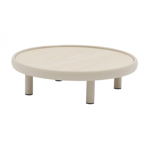 Table basse ronde NUAGE – Ø80 cm – Aluminium époxy et céramique – Crème - PROLOISIRS
