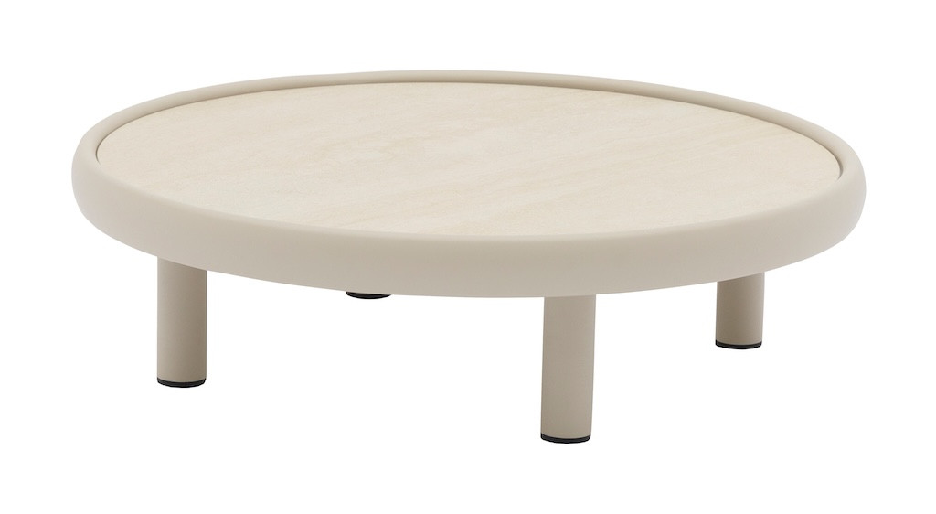 Table basse ronde NUAGE Ø80 cm Aluminium époxy et céramique Crème