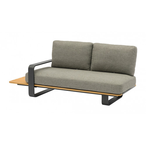 Méridienne DOX réversible droite ou gauche – 190 x 82 x 83 cm – Aluminium époxy et teck FSC – Graphite - PROLOISIRS