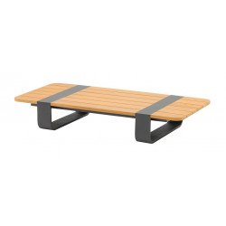 Table basse DOX rectangulaire – 120 x 50 x 20 cm – Aluminium époxy et teck FSC – Graphite de marque PROLOISIRS, référence: J9489600