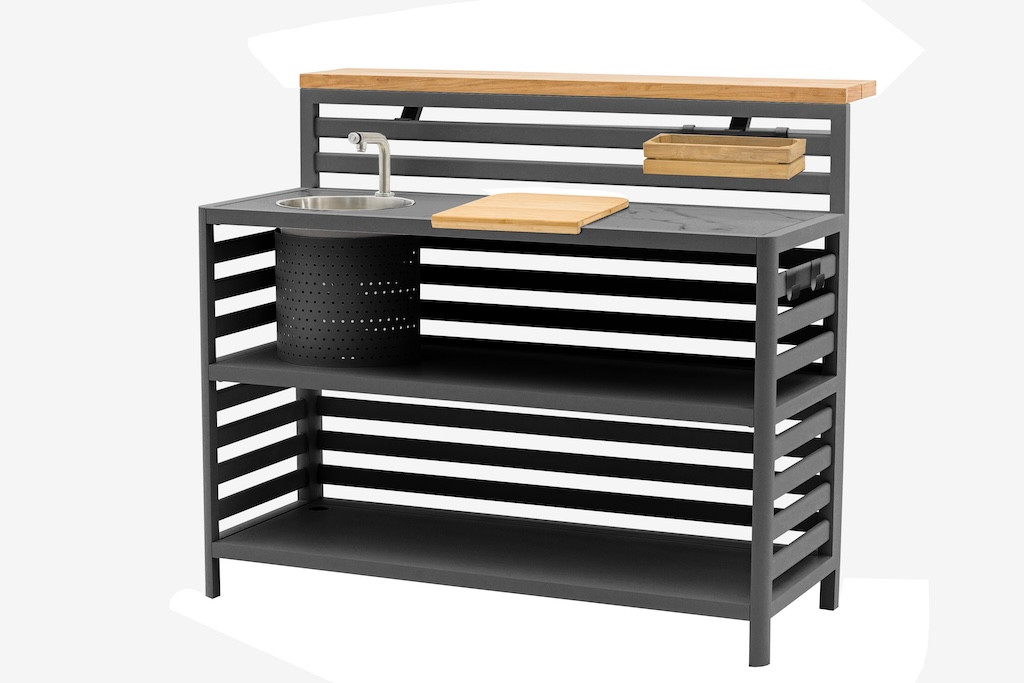 Bar NONA 136 x 115 x 54 cm Aluminium époxy et teck FSC