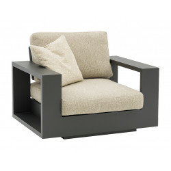 Fauteuil lounge MARY – 99 x 116 x 90 cm – Aluminium époxy et rope – Graphite de marque PROLOISIRS, référence: J9489900