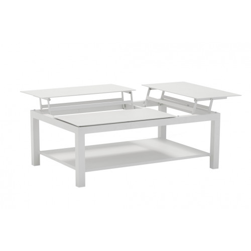 Table basse BUTTERFLY élévatrice – 120 x 80 x 42/54 cm – Aluminium époxy – Blanc - PROLOISIRS