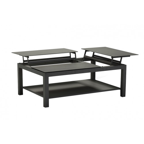 Table basse BUTTERFLY élévatrice – 120 x 80 x 42/54 cm – Aluminium époxy – Graphite - PROLOISIRS