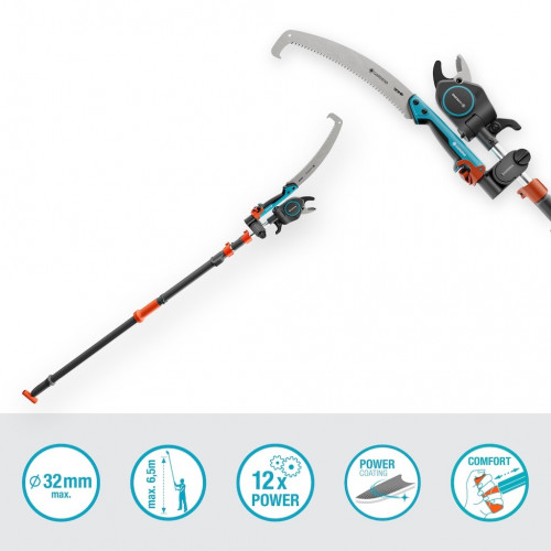 Coupe-branches télescopique avec scie – StarCut Pro L – Portée 175 à 400 cm – Ø coupe 32 mm - GARDENA