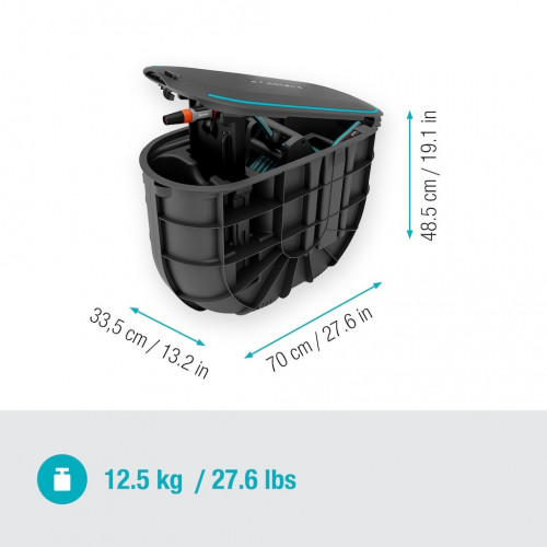 Dévidoir automatique enterré – RollUp M – Tuyau 20 m Ø 11 mm – Enroulement automatique - GARDENA