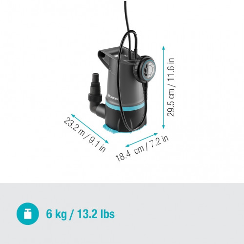 Pompe d’évacuation 2-en-1 – 20000 BASIC – 20 000 l/h – Eaux claires et chargées - GARDENA