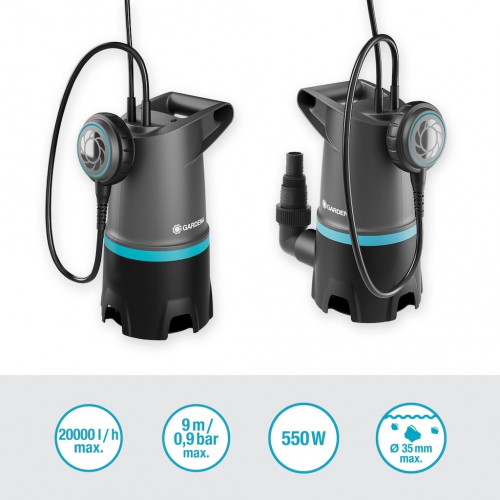 Pompe immergée eaux chargées – 20000 BASIC – 20 000 l/h – Particules 35 mm - GARDENA