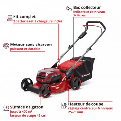 Tondeuse à gazon sans fil 36 V – GC-CM 36/42 Li BL – largeur de coupe 42 cm – moteur brushless – batteries 4,0 Ah incluses – Pow - EINHELL 