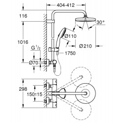 Colonne de douche thermostatique chrome, Vitalio Start Clova, GROHE - GROHE