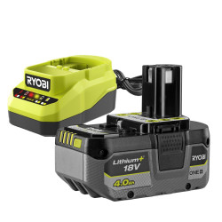 Lot d'1 batterie et d'1 chargeur RYOBI, 18 V, 4 Ah Rc18120a-140xg lithium-ion de marque RYOBI, référence: B9510000