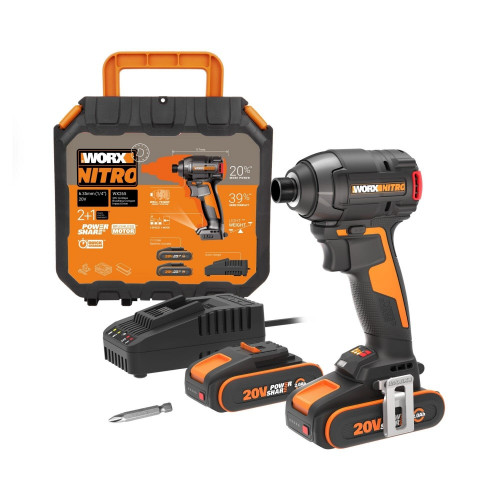Visseuse à chocs sans fil 20 V WORX Wx265, 200 Nm + 2 batteries 2Ah - Worx