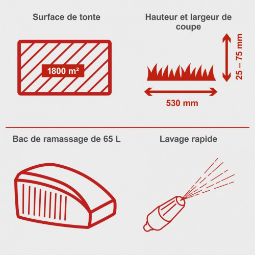 Tondeuse a essence SCHEPPACH Ms225-53e , 224 cm?, l.53 cm, demarrage electrique - SCHEPPACH
