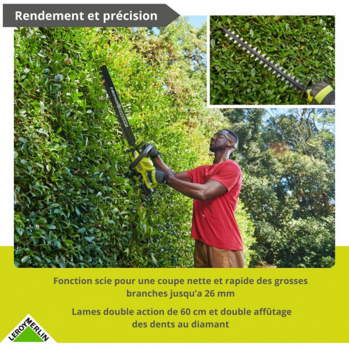 Taille-haies RYOBI RY36HT 60A 36V 4Ah 60 cm - RYOBI