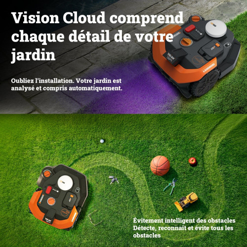 Robot tondeuse connecté WORX VISION CLOUD 2WD - Jusqu'à 650m² - WR365E - Worx