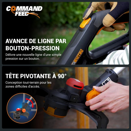 Coupe-bordures 3en1 20V 33cm WORX - WG173E (1 batterie 4Ah et chargeur) - Worx