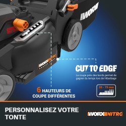 Tondeuse sur batterie WORX Wg737e.1 20 V, l.37 cm - Worx