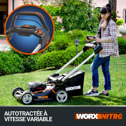 Tondeuse sur batterie WORX Wg749e.2 40 V, l.46 cm - Worx