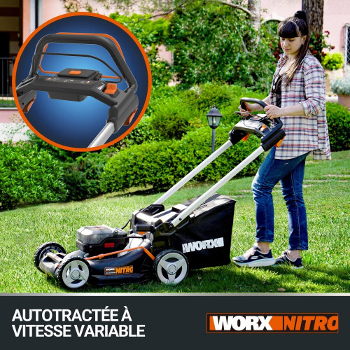 Tondeuse sur batterie WORX Wg749e.2 40 V, l.46 cm - Worx