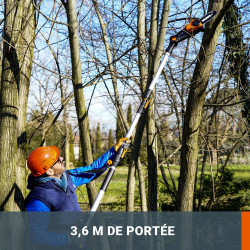 Taille-haies sur perche + elagueuse WORX 20V 2 AH WG908E.1 - Worx