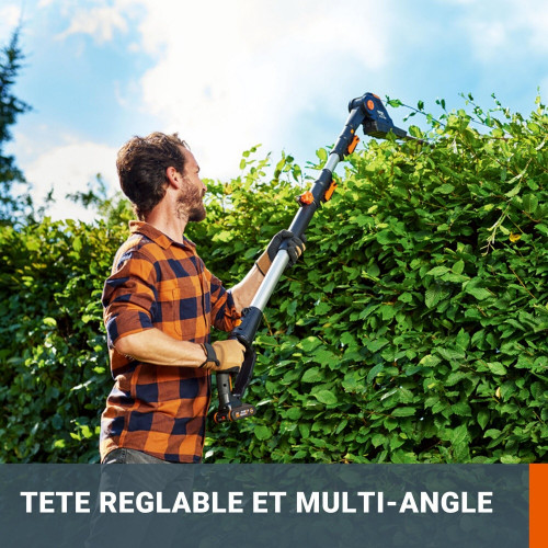 Taille-haies sur perche + elagueuse WORX 20V 2 AH WG908E.1 - Worx
