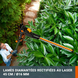 Taille-haies sur perche + elagueuse WORX 20V 2 AH WG908E.1 - Worx