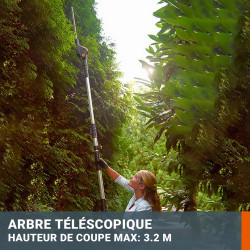 Taille-haies sur perche + elagueuse WORX 20V 2 AH WG908E.1 - Worx