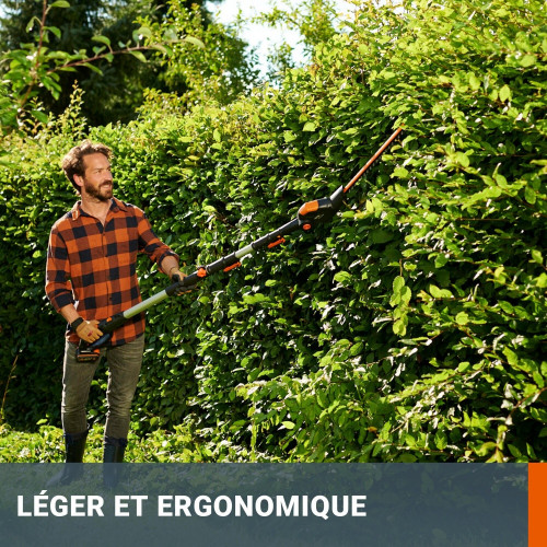 Taille-haies sur perche + elagueuse WORX 20V 2 AH WG908E.1 - Worx